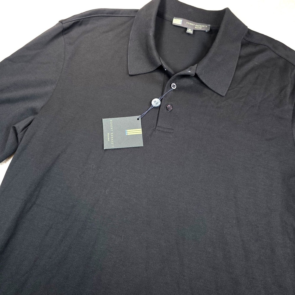Robert Barakett Montreal Polo Shirt Mens XL Black Pima Cotton Golf Outdoor NWT